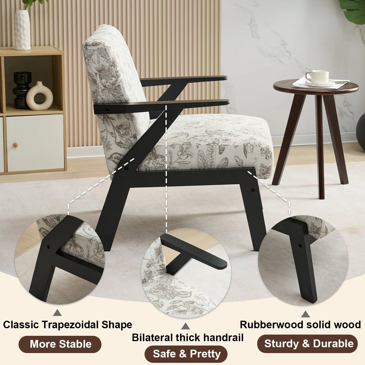 Mid-Century Modern Lounge Armchair - Seat Cushion (Beige + Grey) - Image 5