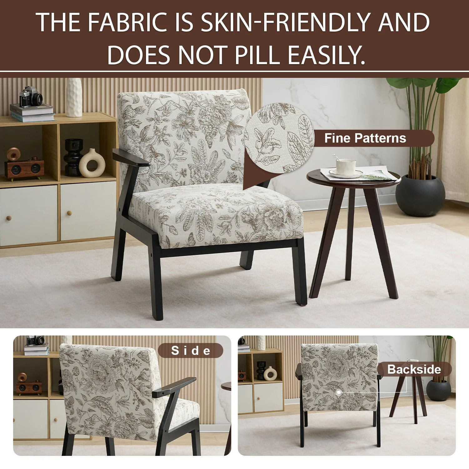 Mid-Century Modern Lounge Armchair - Seat Cushion (Beige + Grey) - Image 6