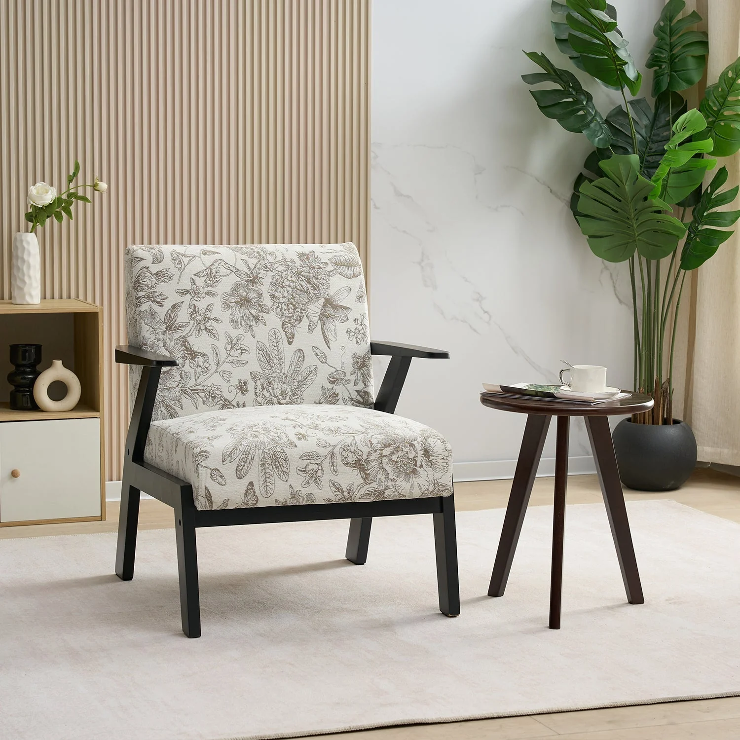 Mid-Century Modern Lounge Armchair - Seat Cushion (Beige + Grey) - Image 8