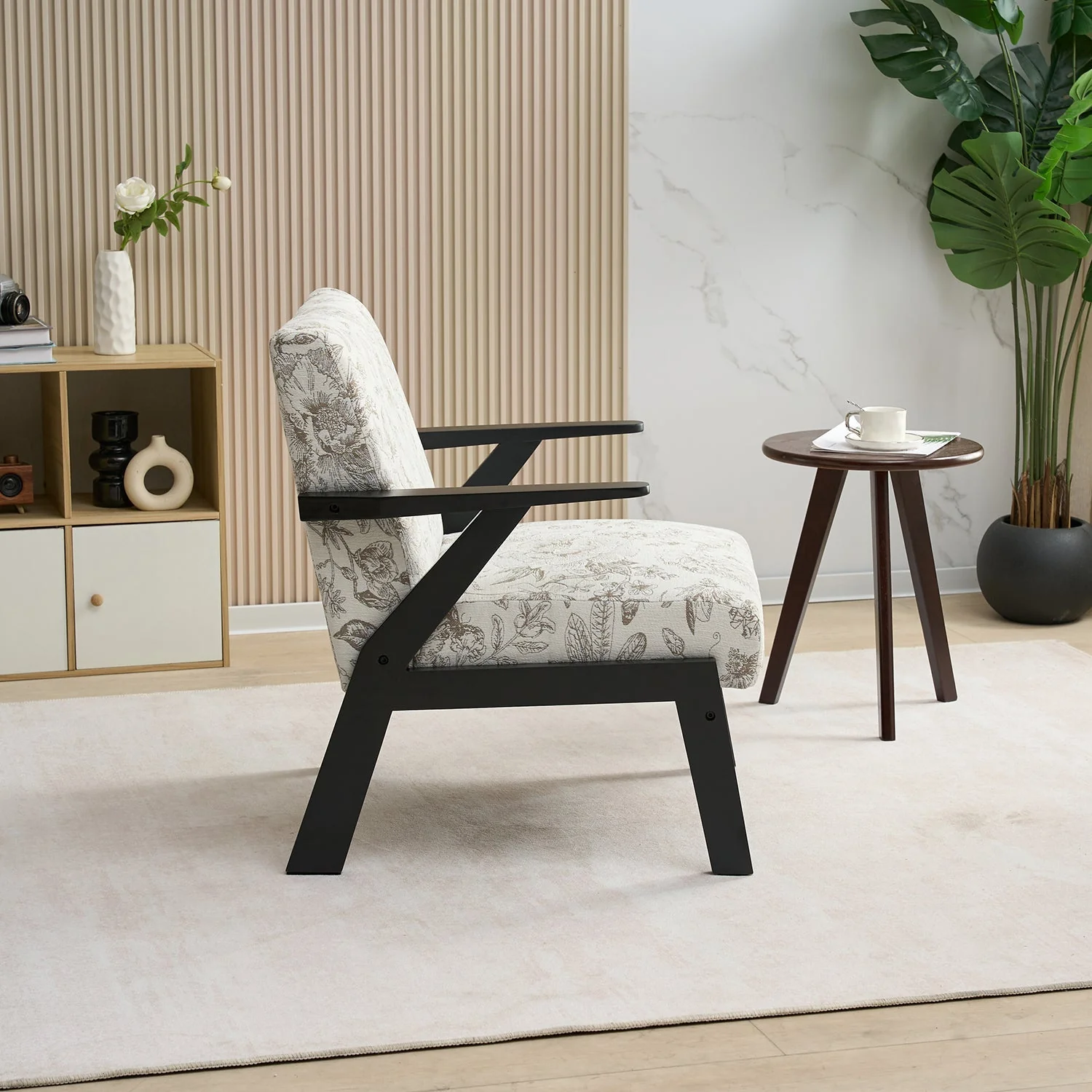 Mid-Century Modern Lounge Armchair - Seat Cushion (Beige + Grey) - Image 9