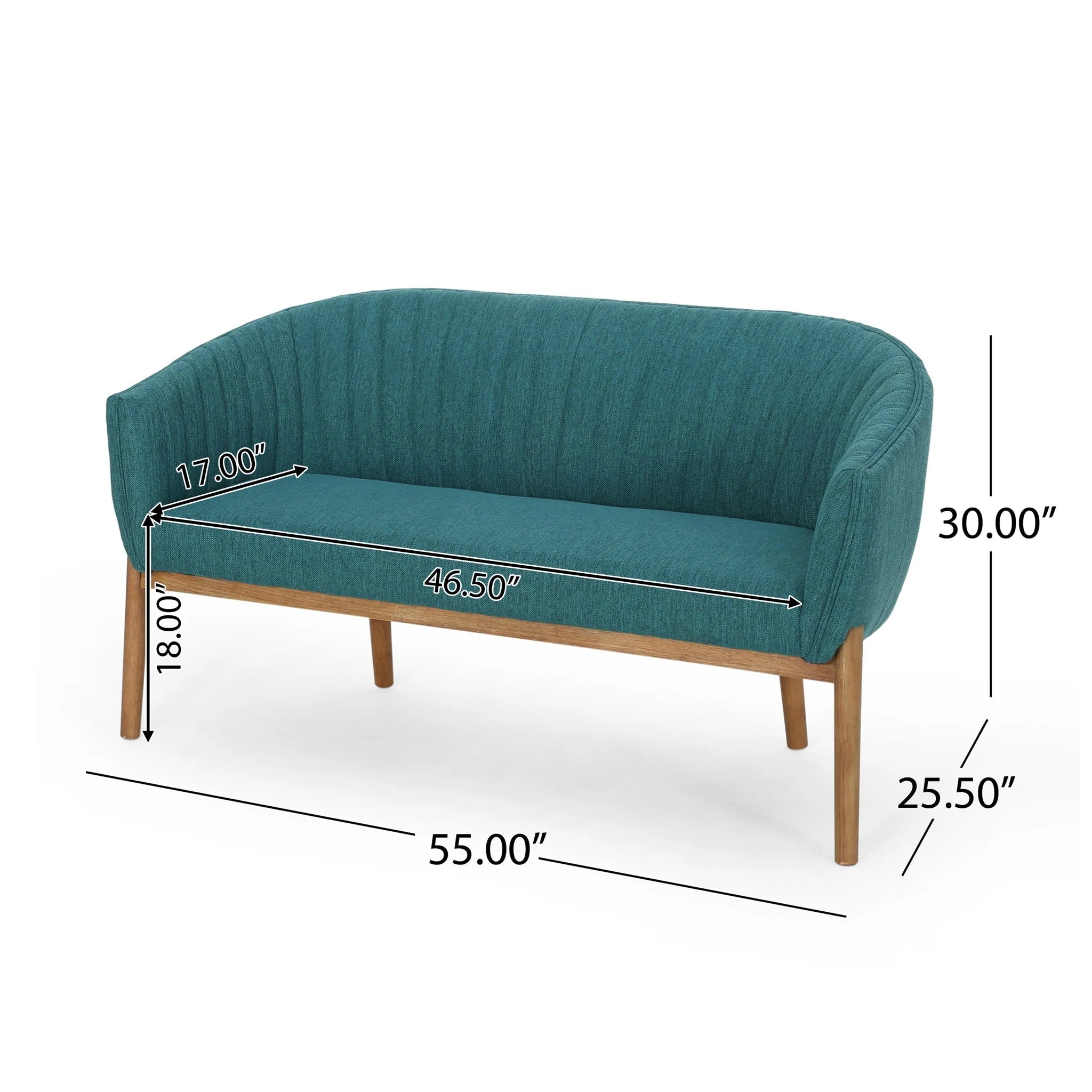 Mid Century Modern Loveseat With Channel Stitched Backrest - Image 10