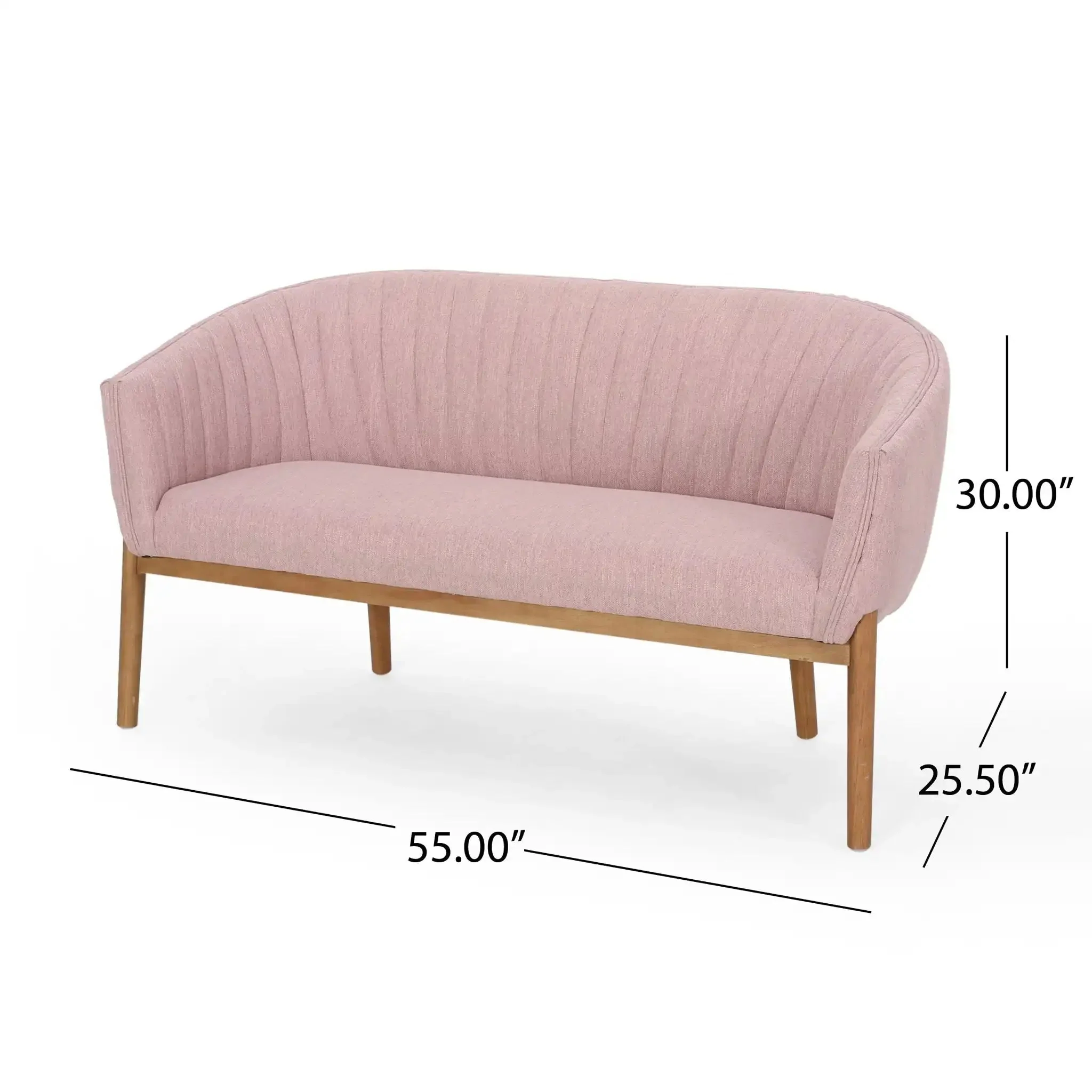 Mid Century Modern Loveseat With Channel Stitched Backrest - Image 11