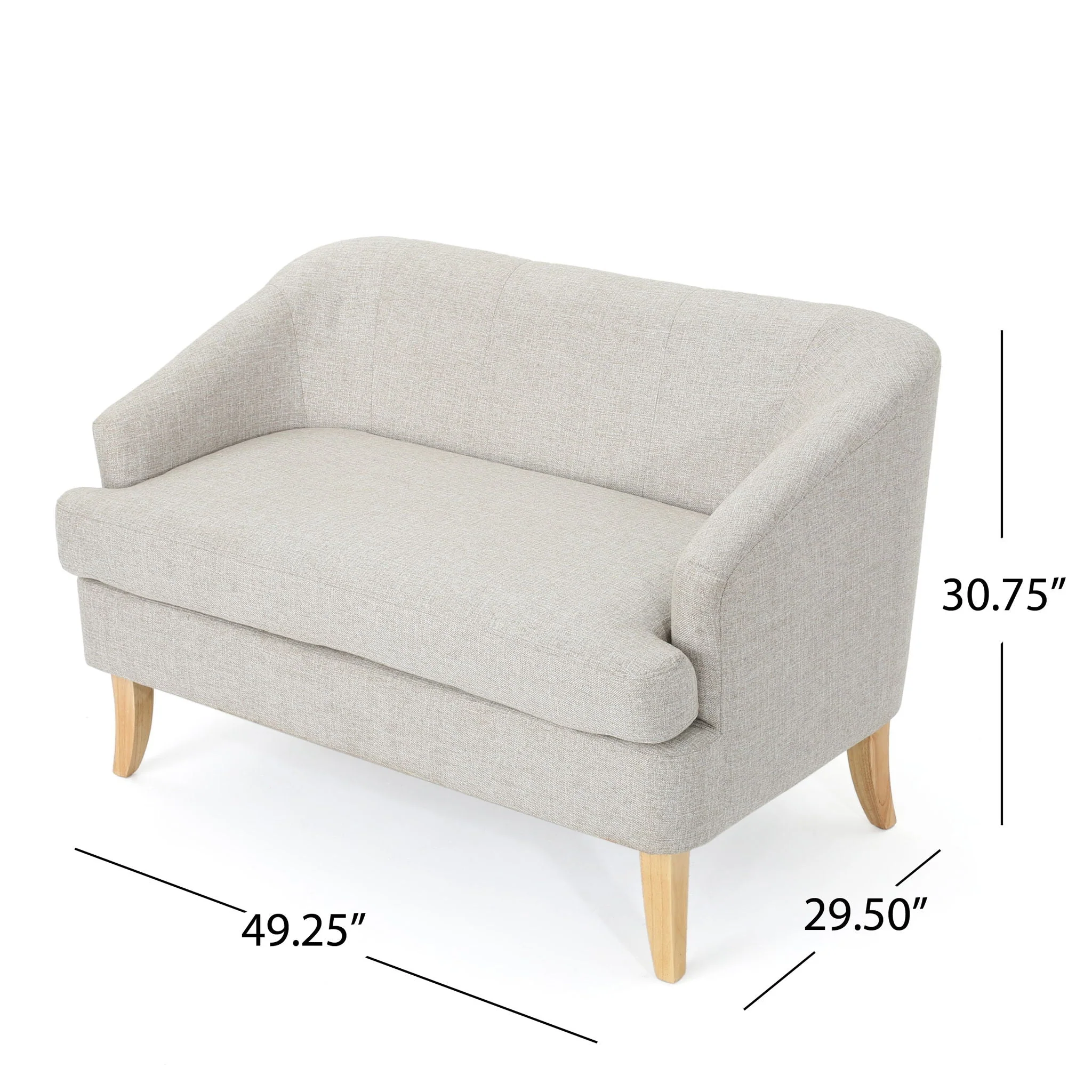 Mid Century Modern Loveseat With Polyester Upholstery And Birch Wood Frame - Beige - Image 3