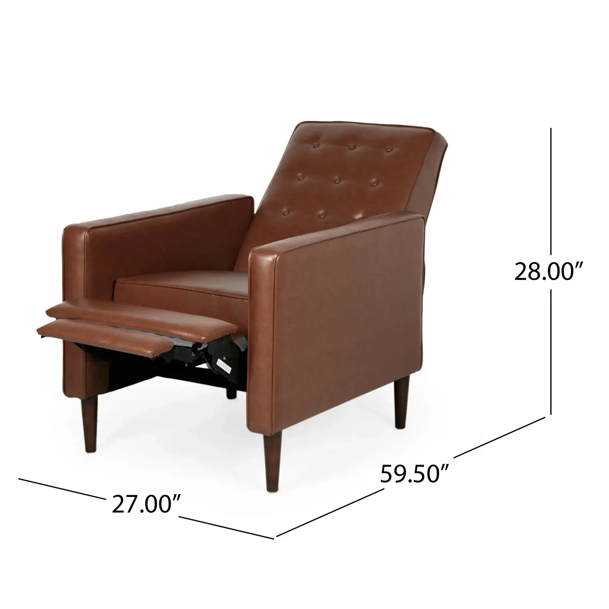 Mid-Century Modern Recliner With Button Tufted Waffle Stitch - Image 17
