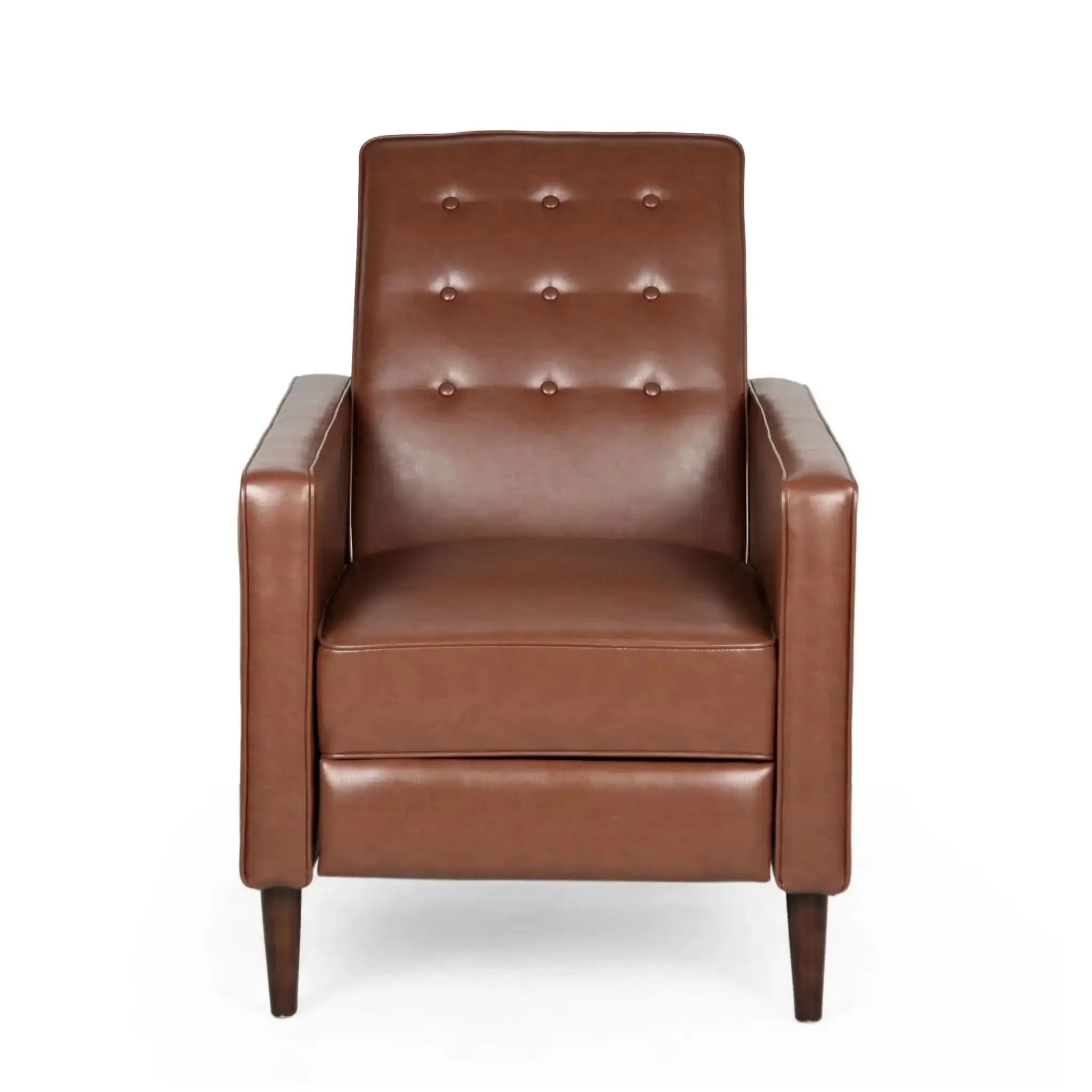 Mid-Century Modern Recliner With Button Tufted Waffle Stitch - Image 2
