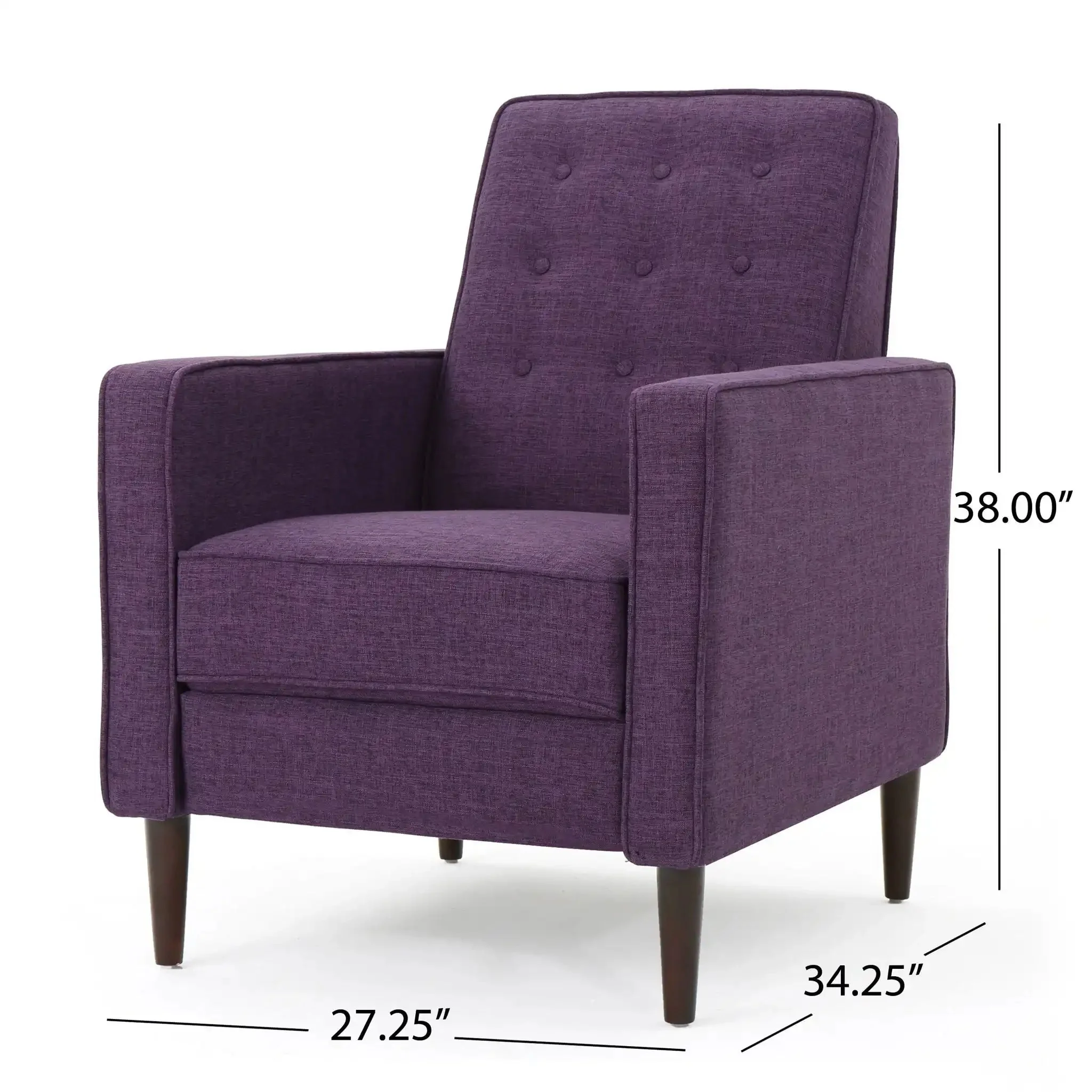 Mid-Century Modern Recliner With Button Tufted Waffle Stitch - Image 20