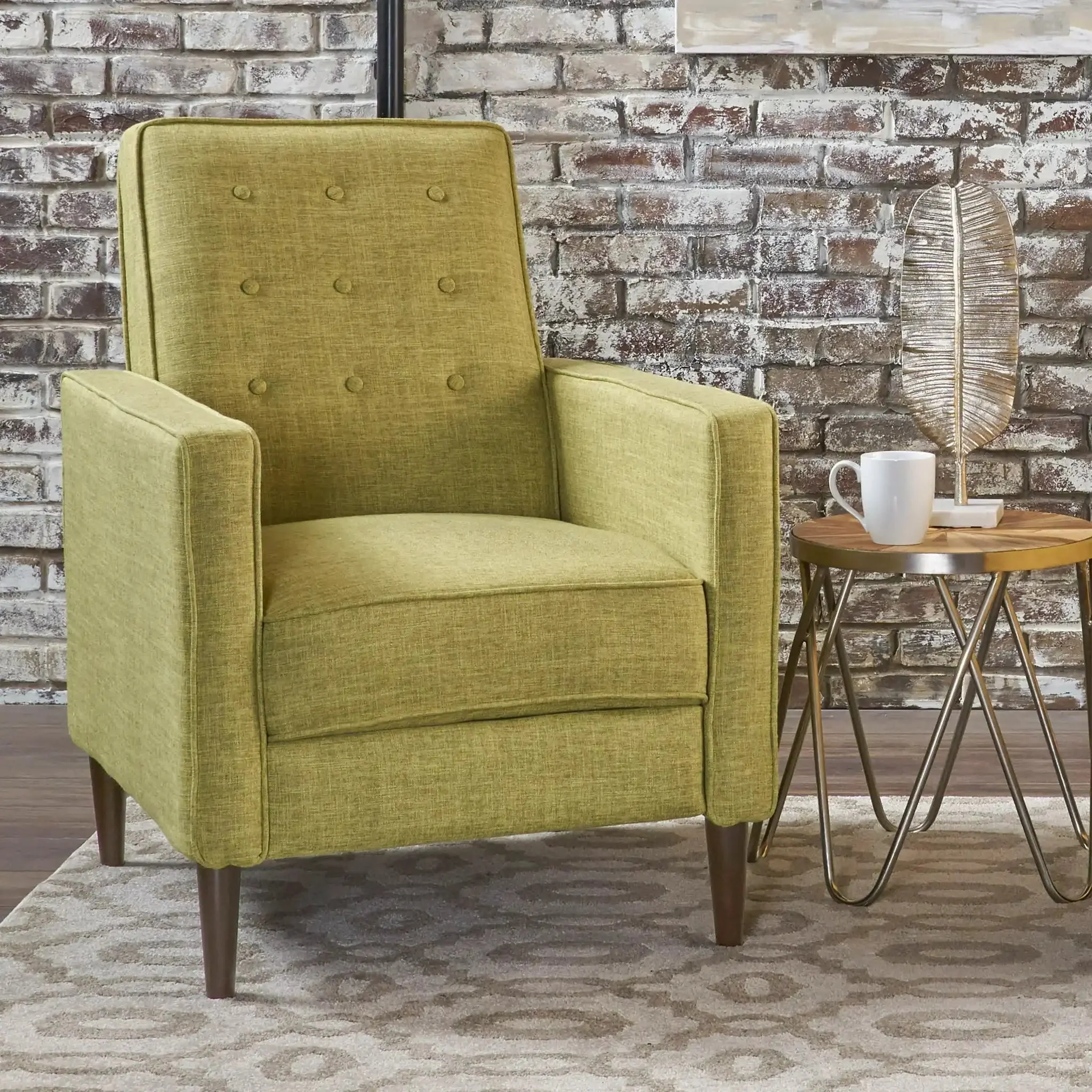 Mid-Century Modern Recliner With Button Tufted Waffle Stitch - Image 22