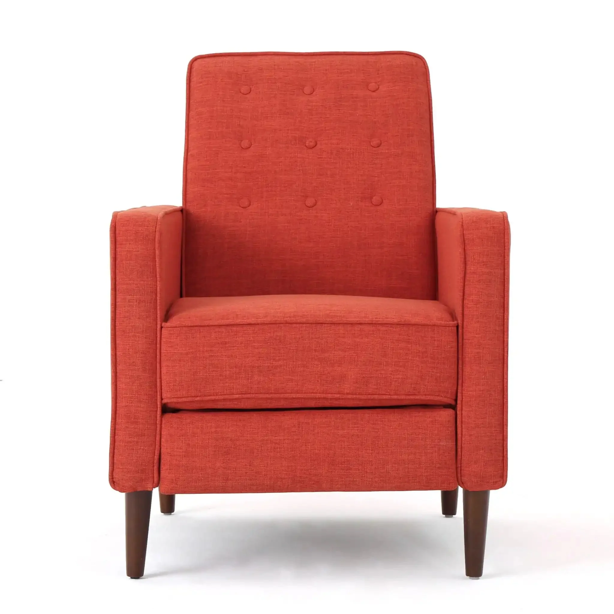 Mid-Century Modern Recliner With Button Tufted Waffle Stitch - Image 4