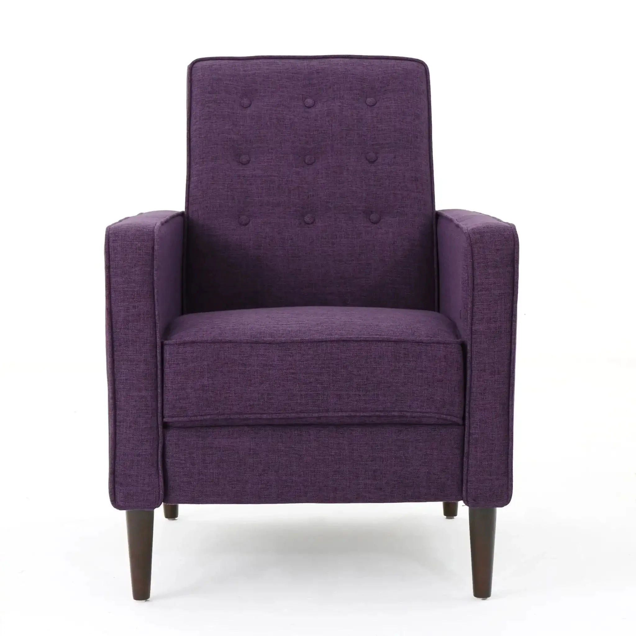 Mid-Century Modern Recliner With Button Tufted Waffle Stitch - Image 5