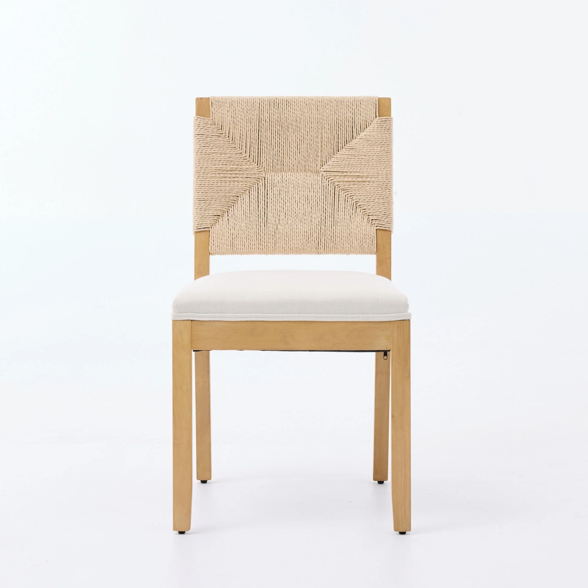 Mid-Century Modern Rope Rattan Dining Chairs Set of 2