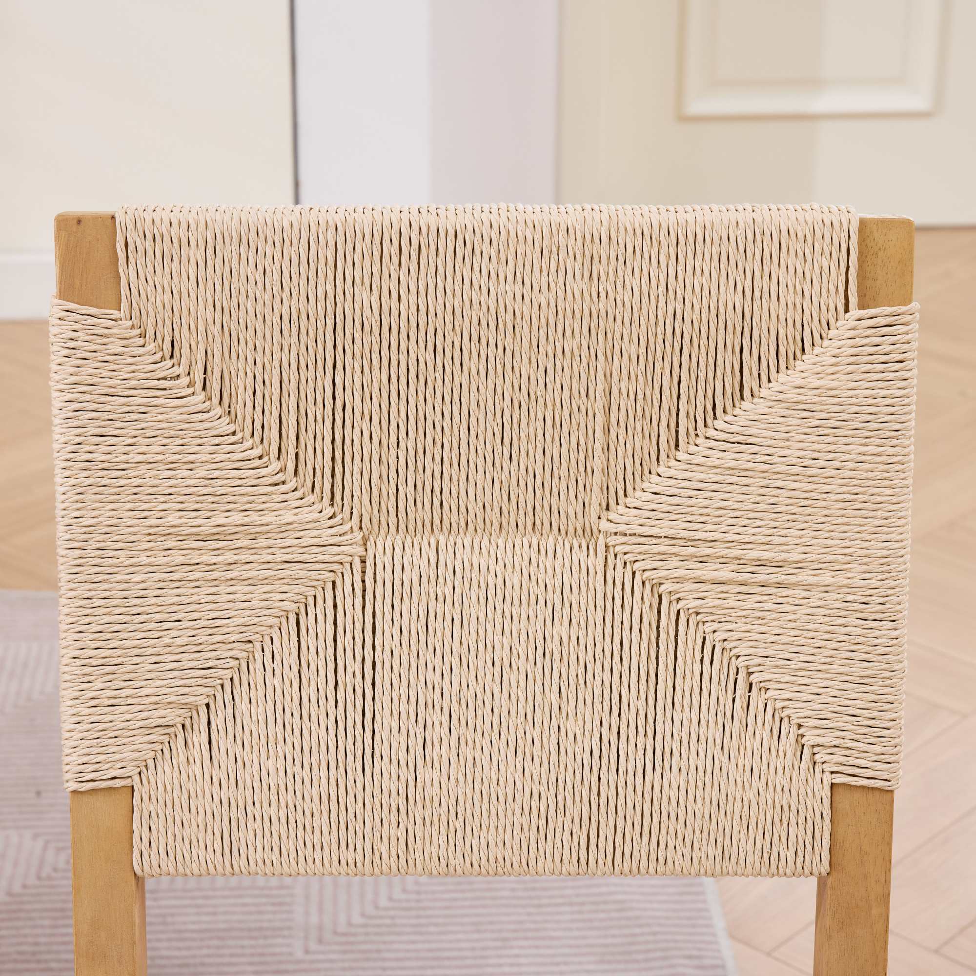 Mid-Century Modern Rope Rattan Dining Chairs Set of 2 - Image 10