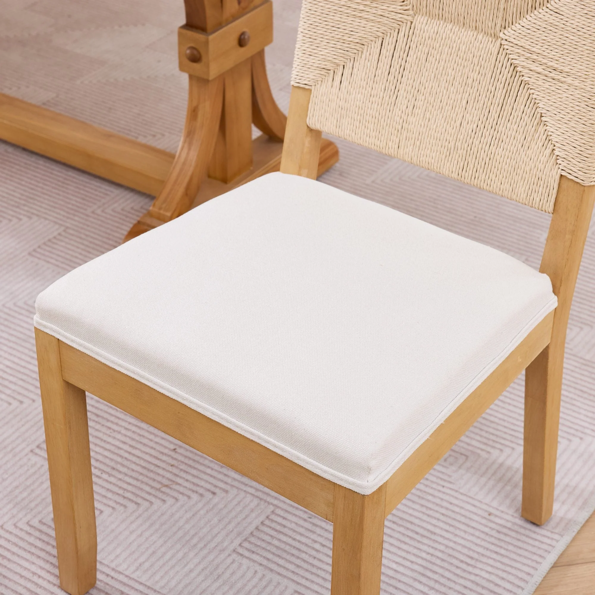 Mid-Century Modern Rope Rattan Dining Chairs Set of 2 - Image 12