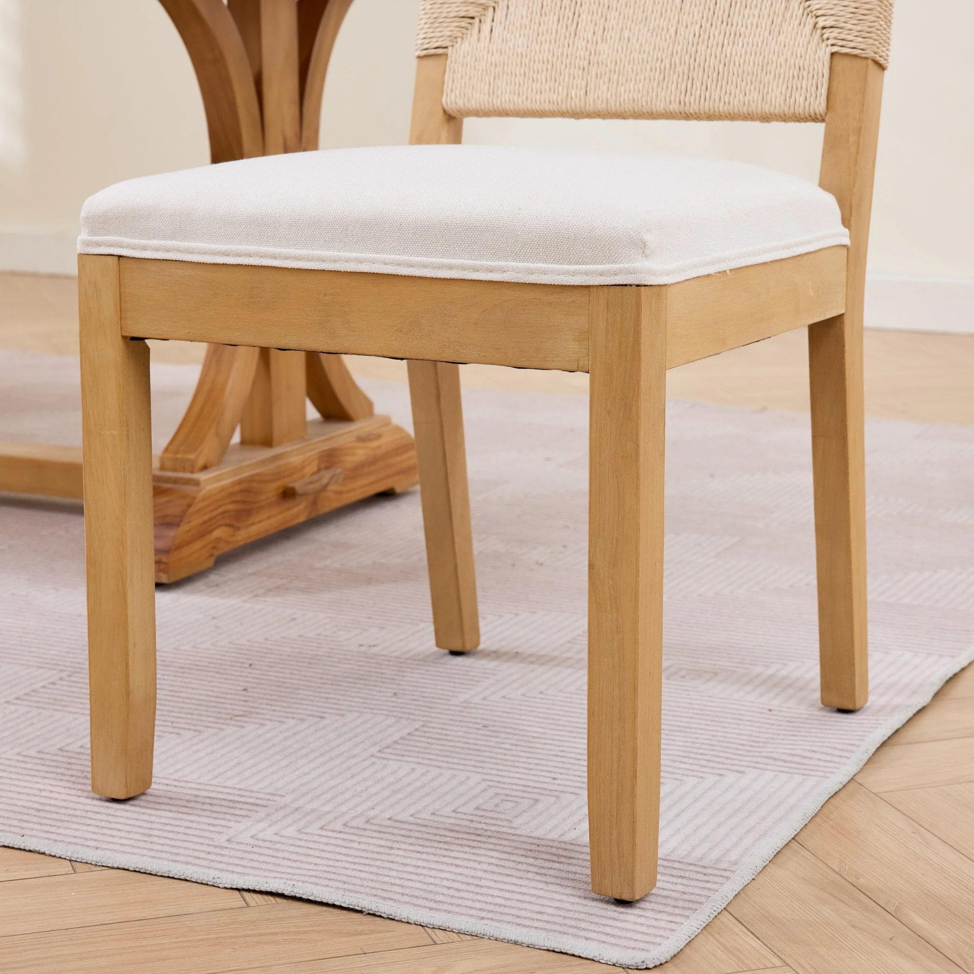 Mid-Century Modern Rope Rattan Dining Chairs Set of 2 - Image 13