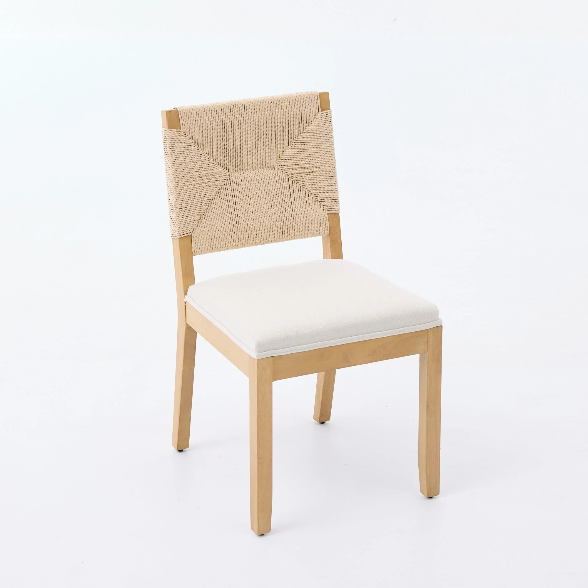 Mid-Century Modern Rope Rattan Dining Chairs Set of 2 - Image 4