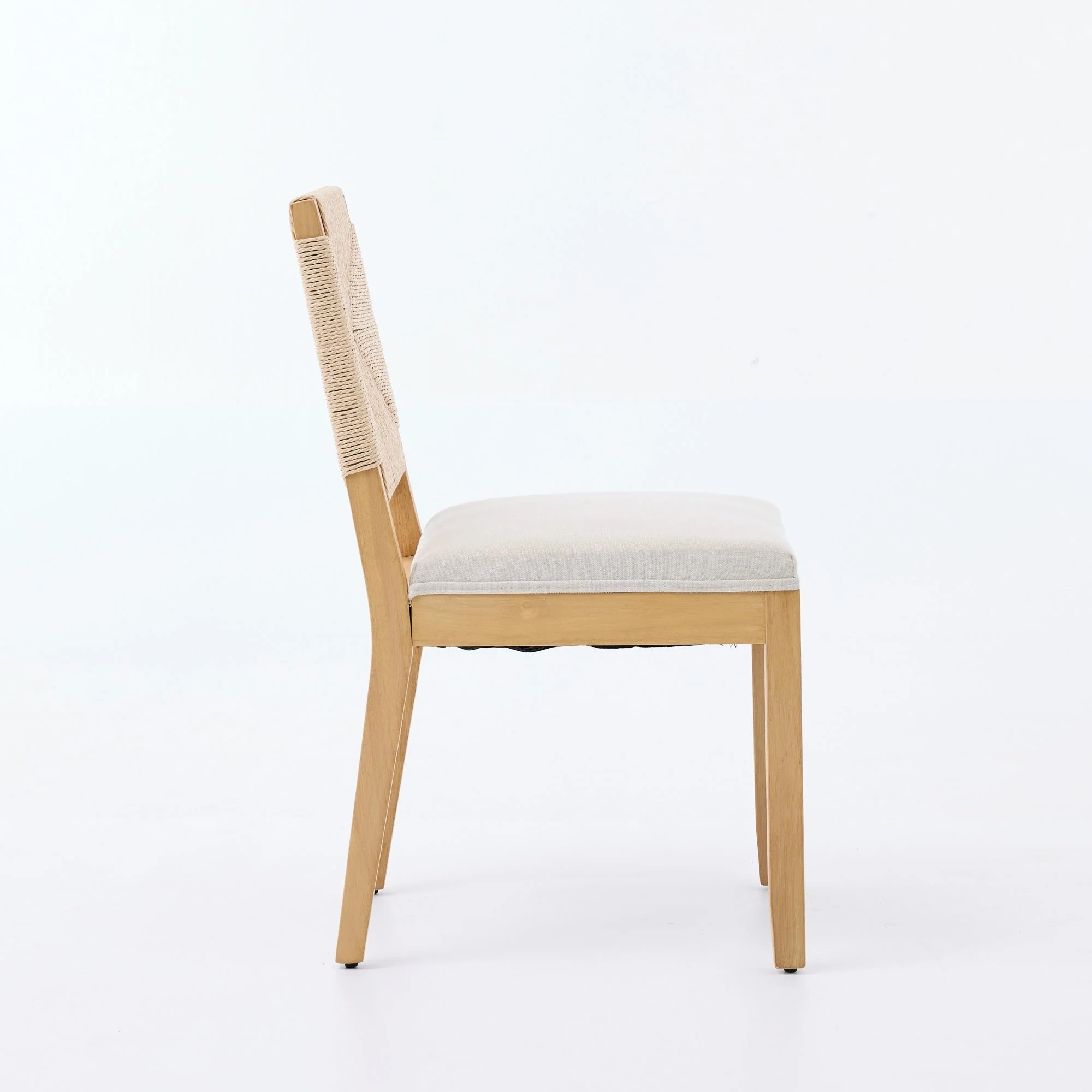 Mid-Century Modern Rope Rattan Dining Chairs Set of 2 - Image 5