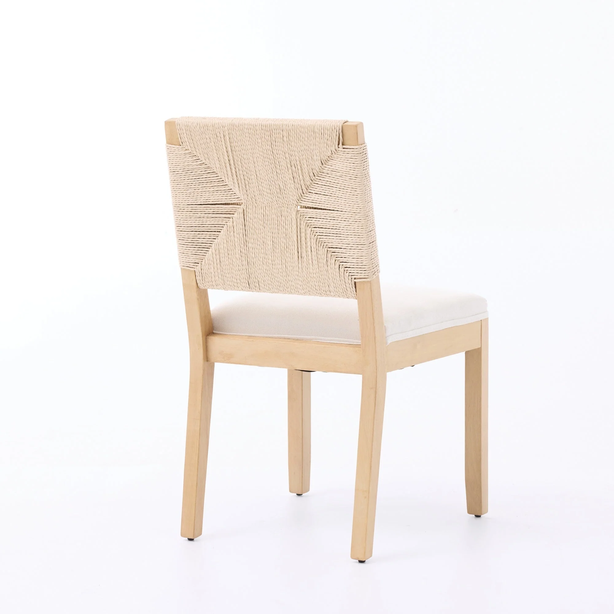 Mid-Century Modern Rope Rattan Dining Chairs Set of 2 - Image 6