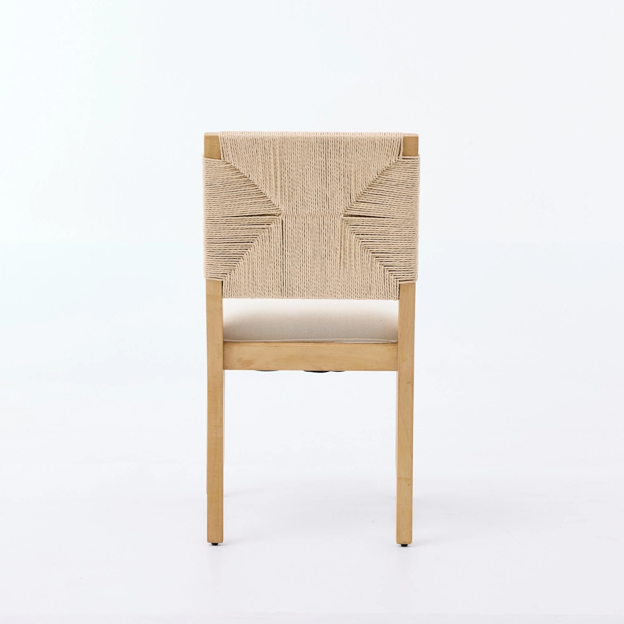Mid-Century Modern Rope Rattan Dining Chairs Set of 2 - Image 7