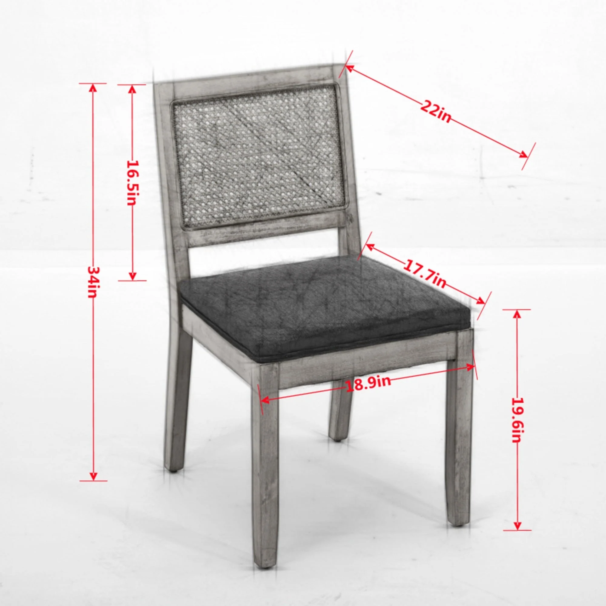 Mid-Century Modern Rope Rattan Dining Chairs Set of 2 - Image 8
