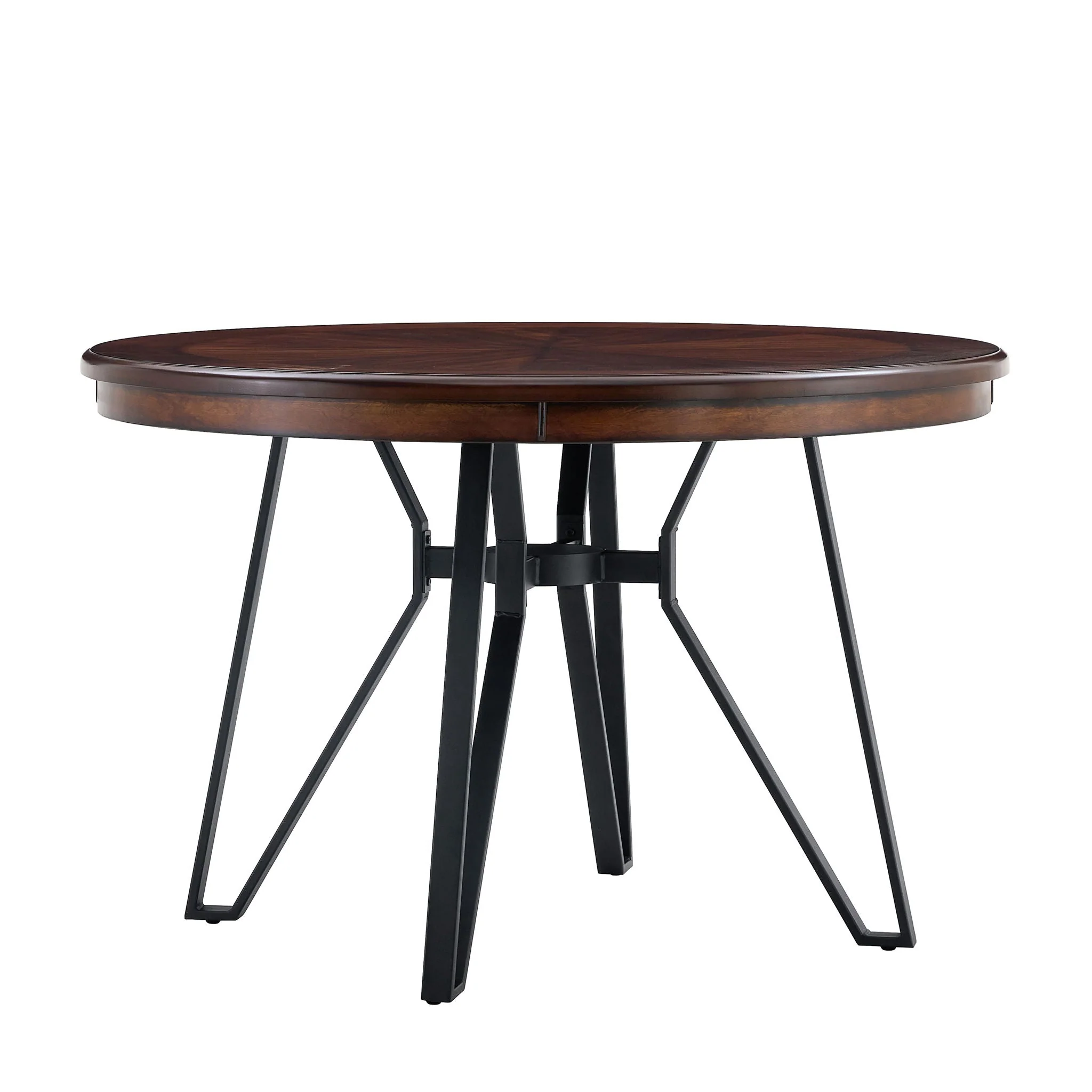 Mid Century Modern Round Dining Table With Metal Legs And Open Shelf - Image 2