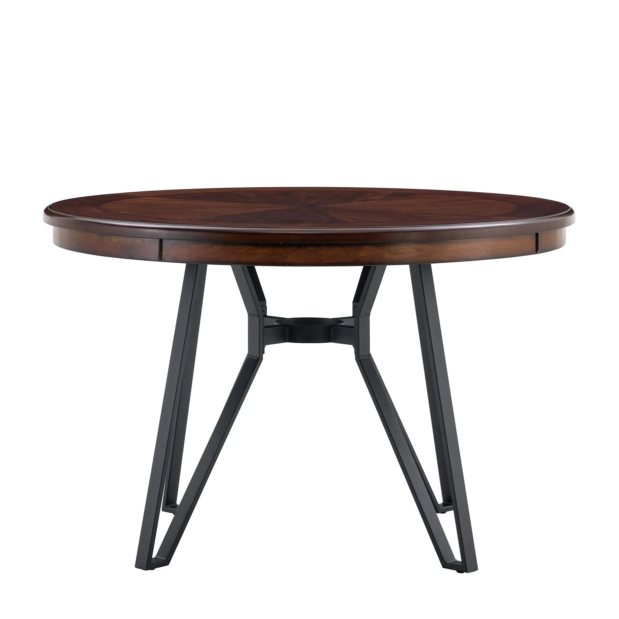 Mid Century Modern Round Dining Table With Metal Legs And Open Shelf - Image 4
