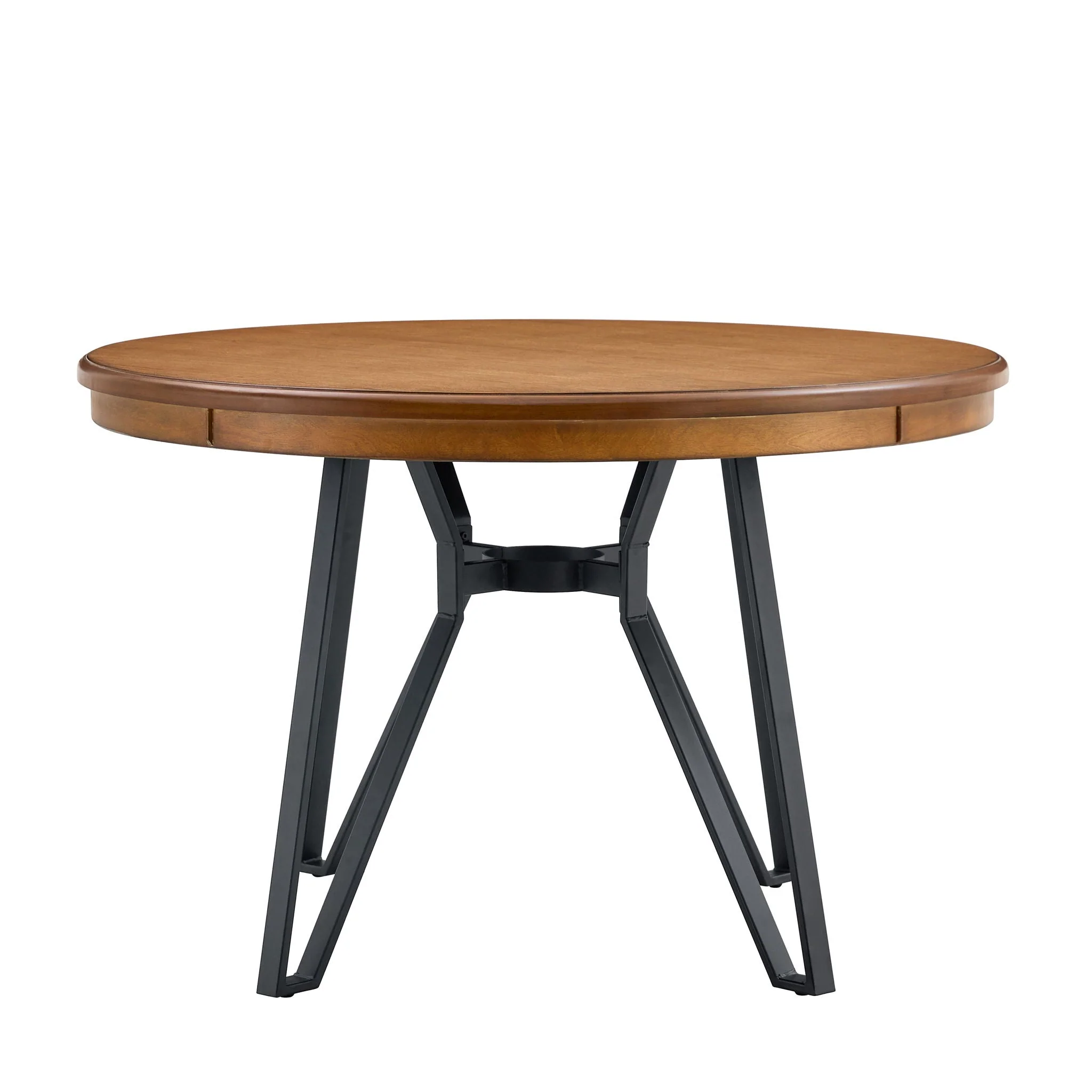 Mid Century Modern Round Dining Table With Metal Legs And Open Shelf - Image 5