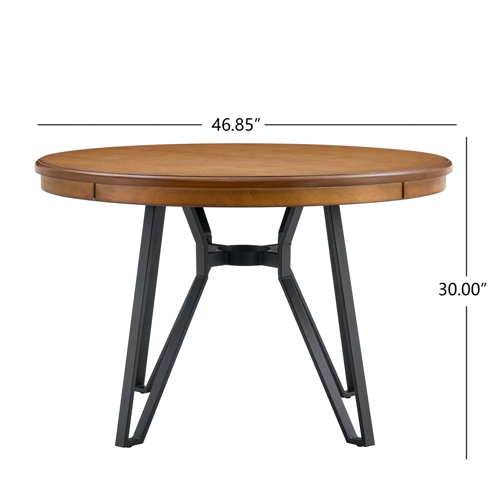Mid Century Modern Round Dining Table With Metal Legs And Open Shelf - Image 6