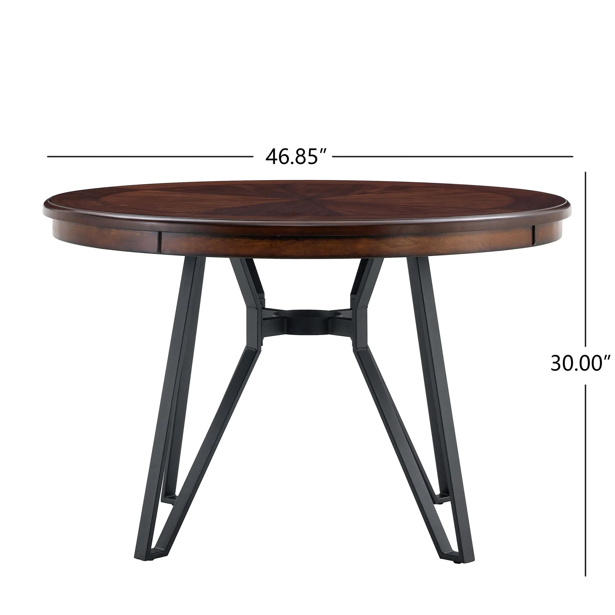 Mid Century Modern Round Dining Table With Metal Legs And Open Shelf - Image 8