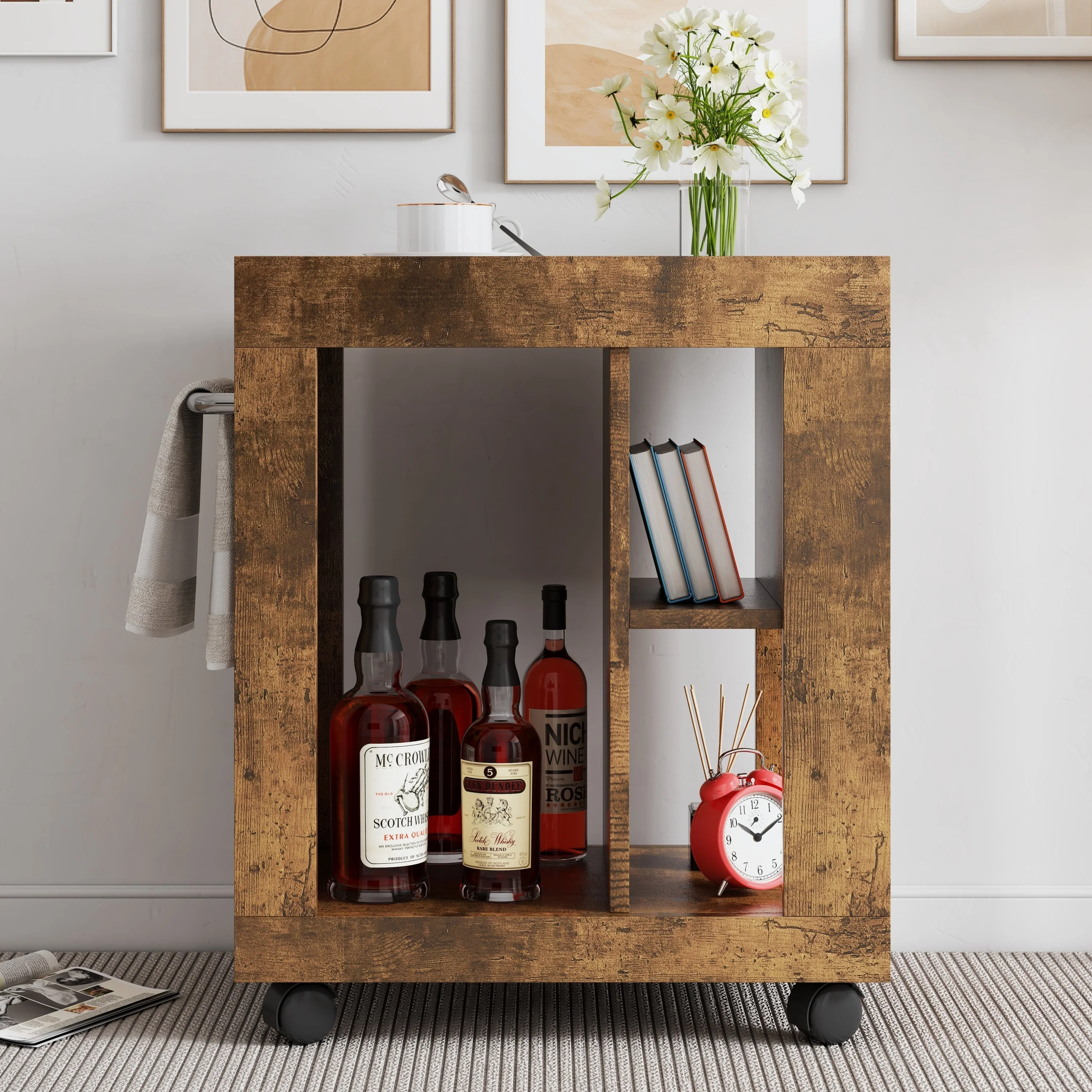Mid-century Modern Style Movable Side Cabinet - Image 3