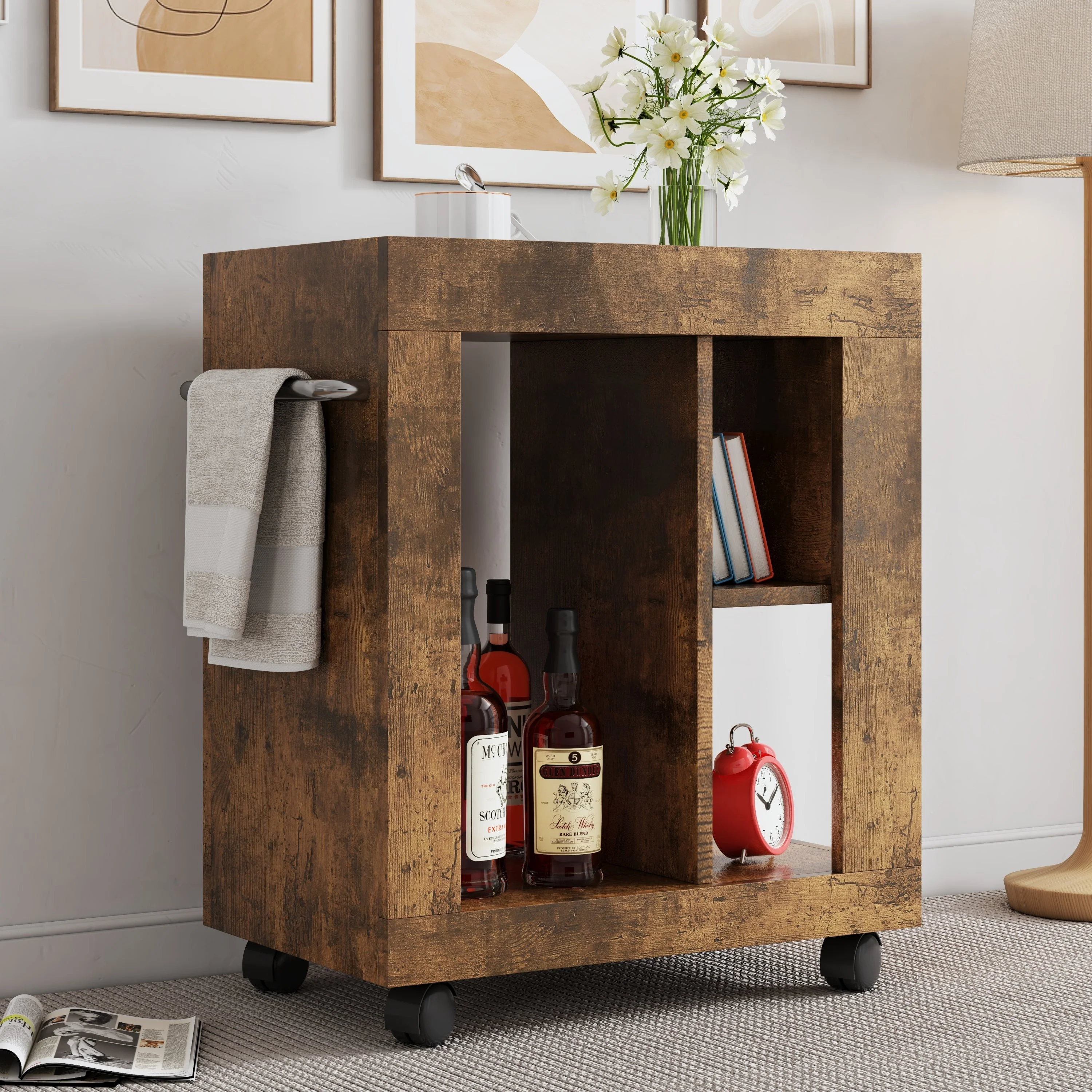 Mid-century Modern Style Movable Side Cabinet - Image 4