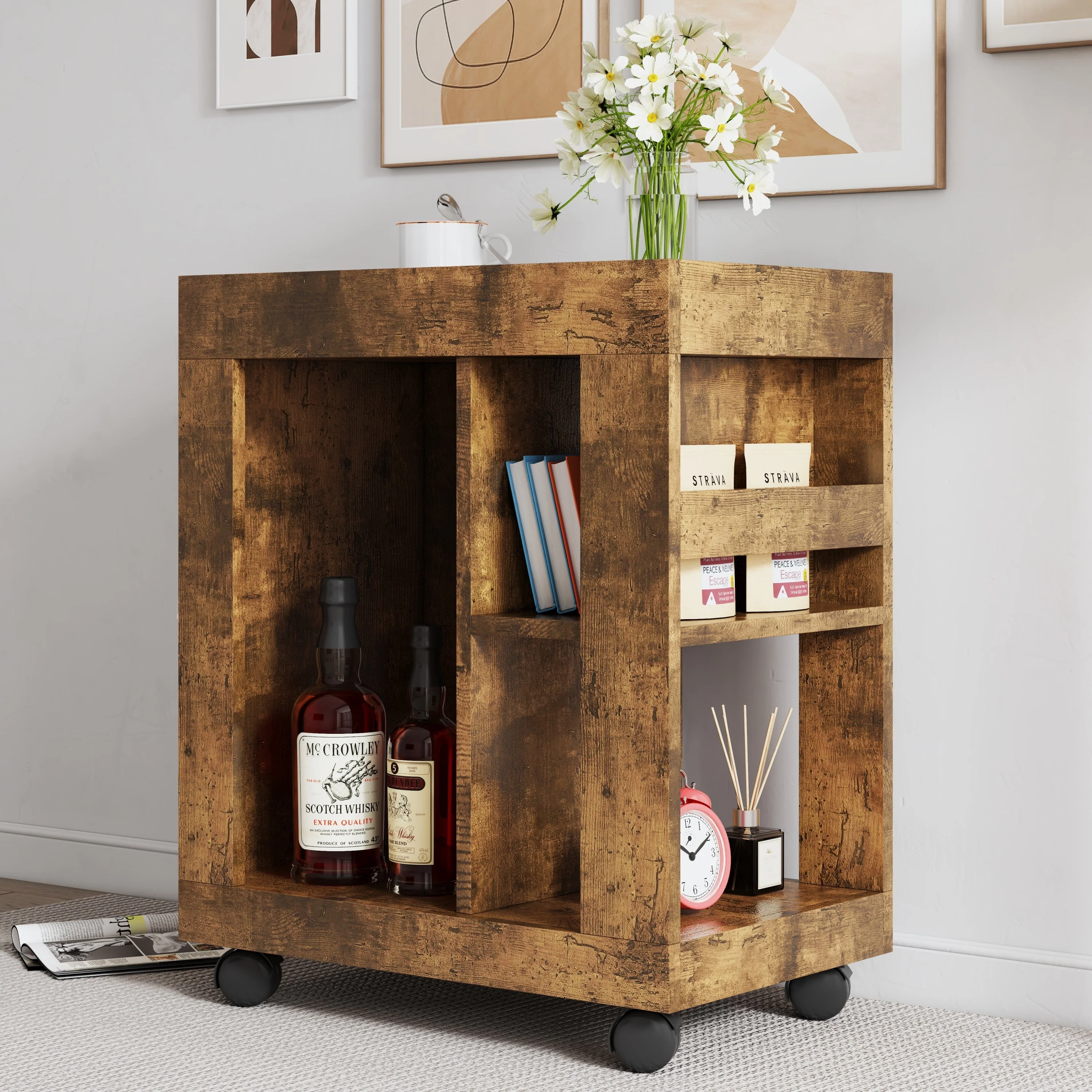 Mid-century Modern Style Movable Side Cabinet - Image 5