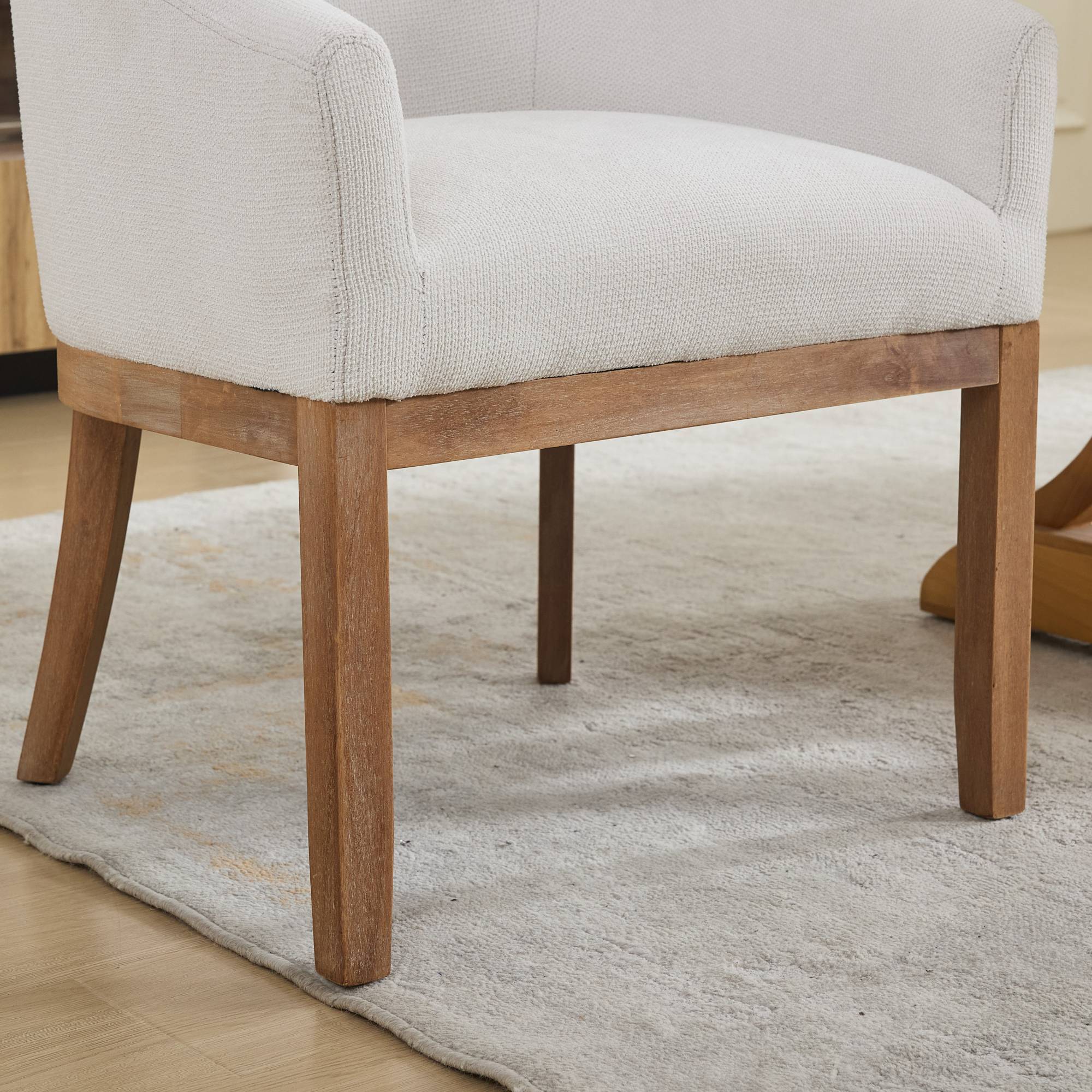Mid Century Modern Upholstered Barrel Dining Chair with Arms - Image 12