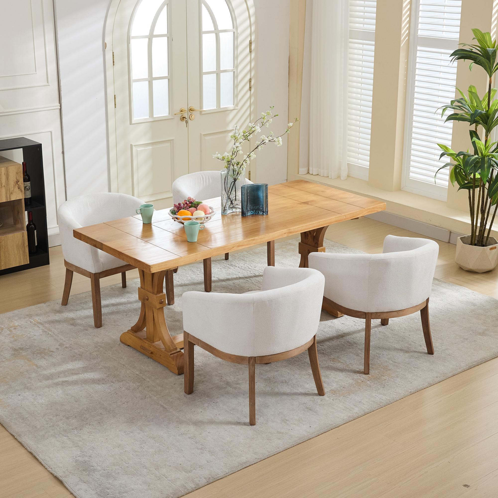Mid Century Modern Upholstered Barrel Dining Chair with Arms - Image 20