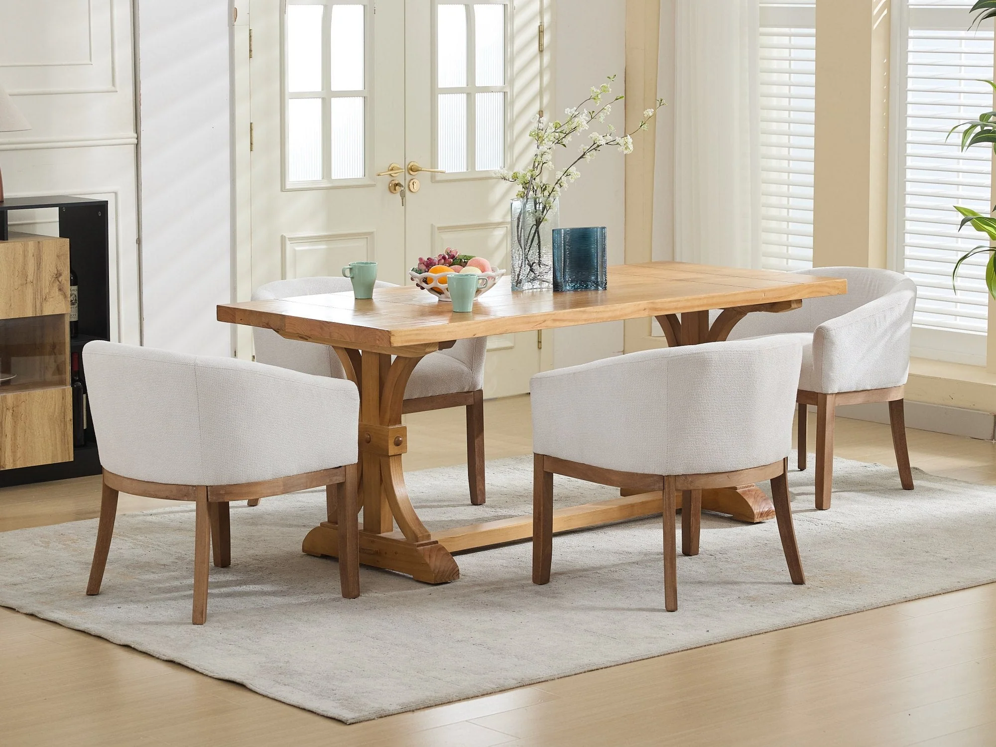 Mid Century Modern Upholstered Barrel Dining Chair with Arms - Image 22