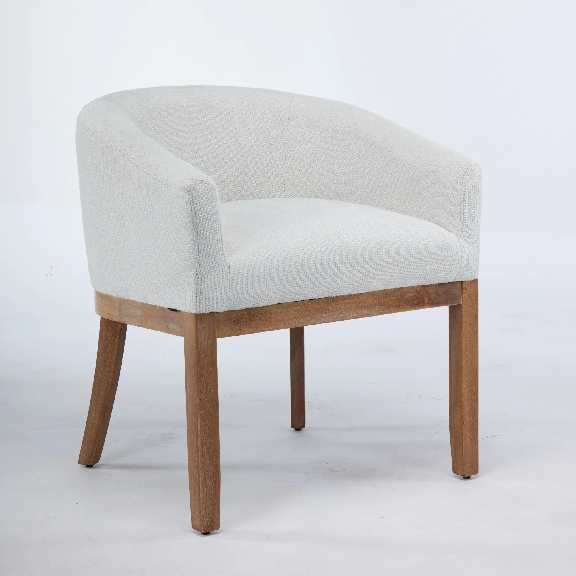 Mid Century Modern Upholstered Barrel Dining Chair with Arms - Image 3