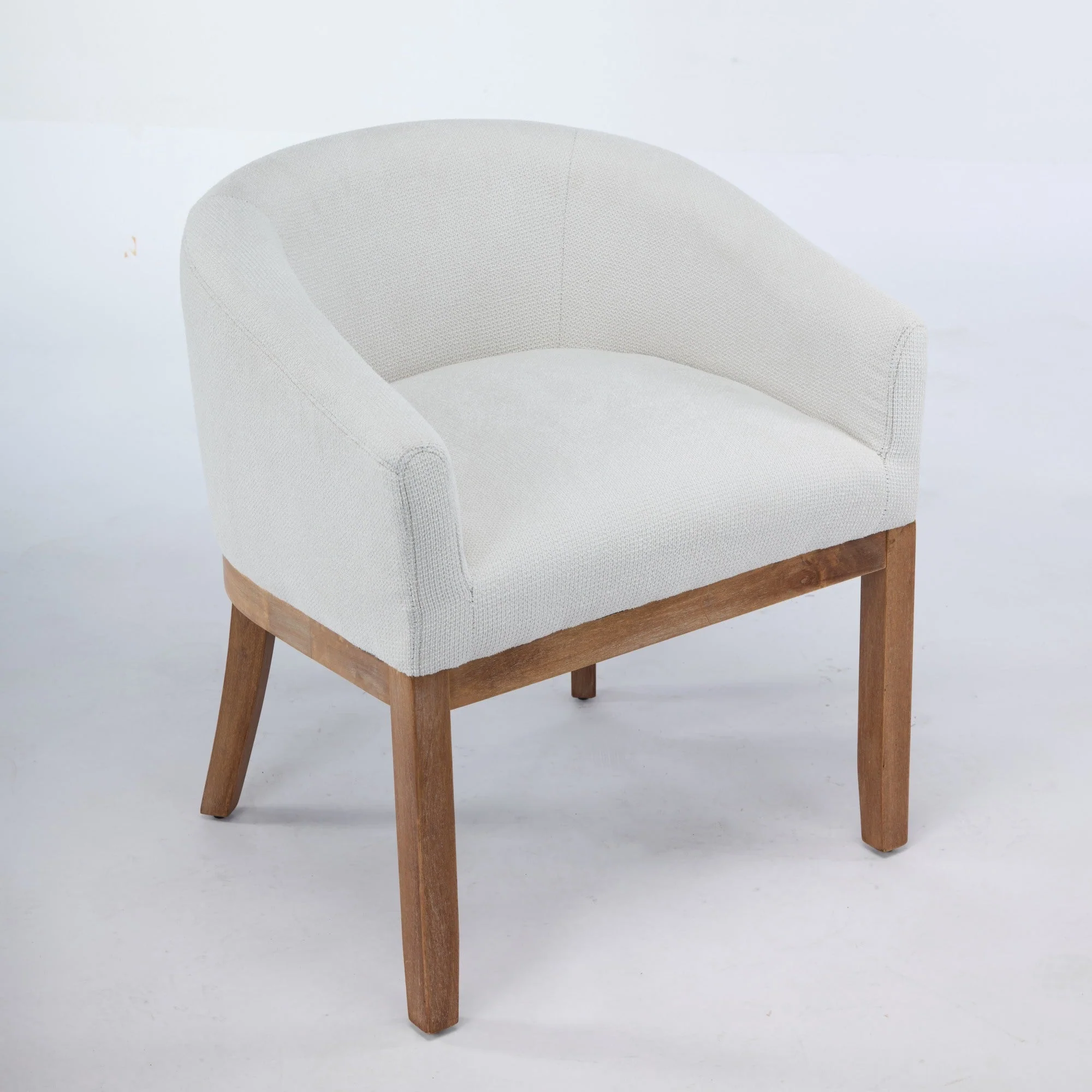 Mid Century Modern Upholstered Barrel Dining Chair with Arms - Image 4
