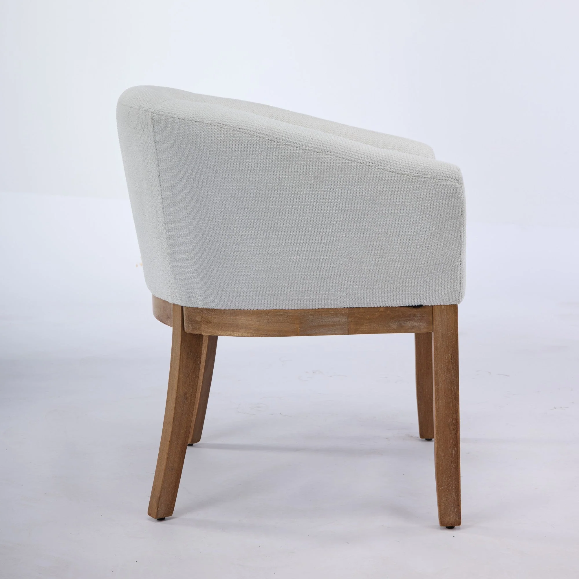 Mid Century Modern Upholstered Barrel Dining Chair with Arms - Image 5