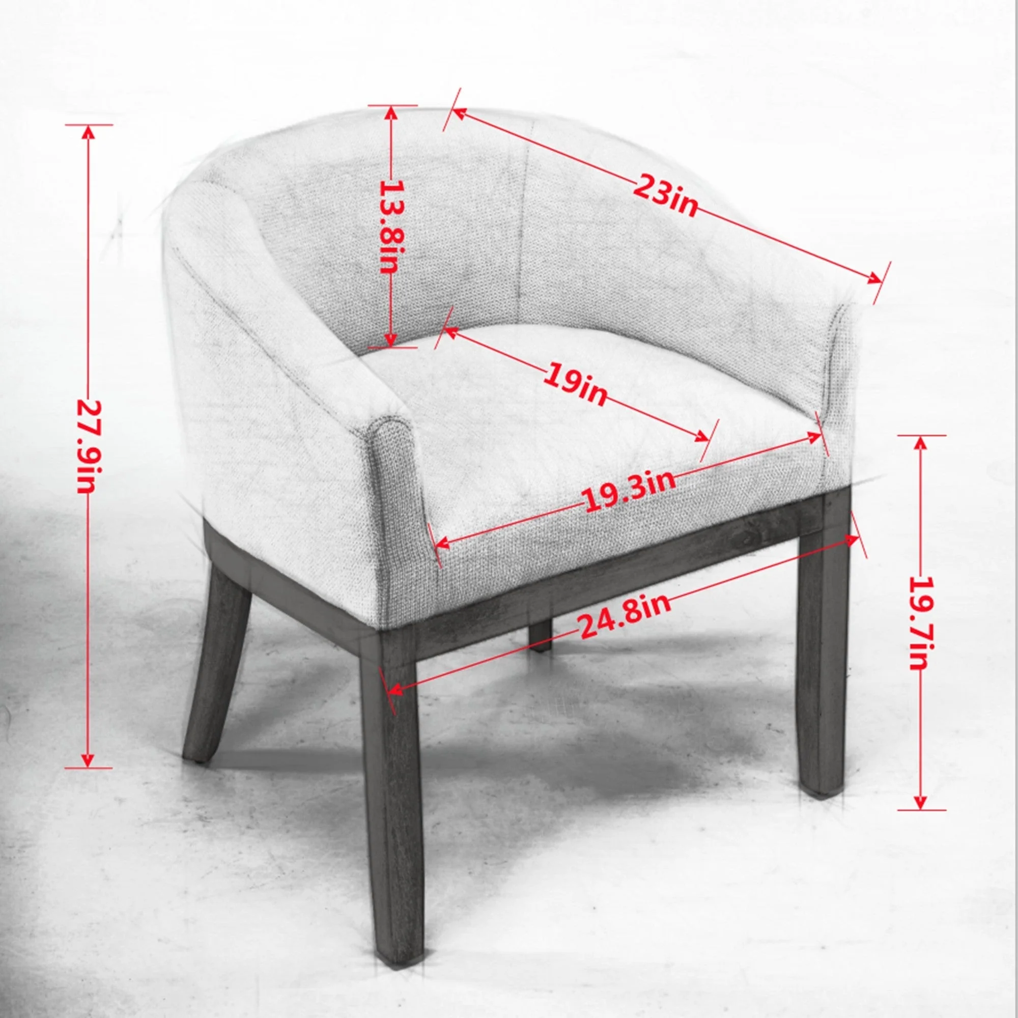 Mid Century Modern Upholstered Barrel Dining Chair with Arms - Image 8