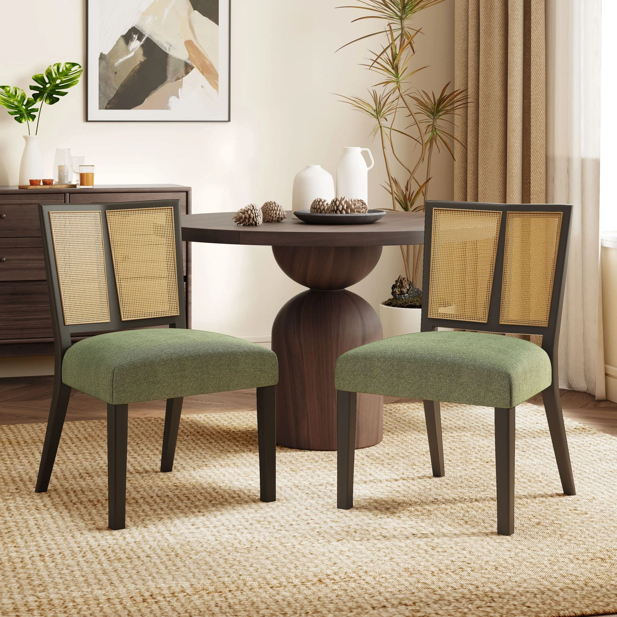 Mid Century Rattan Dining Chair Without Arms Set - Image 12