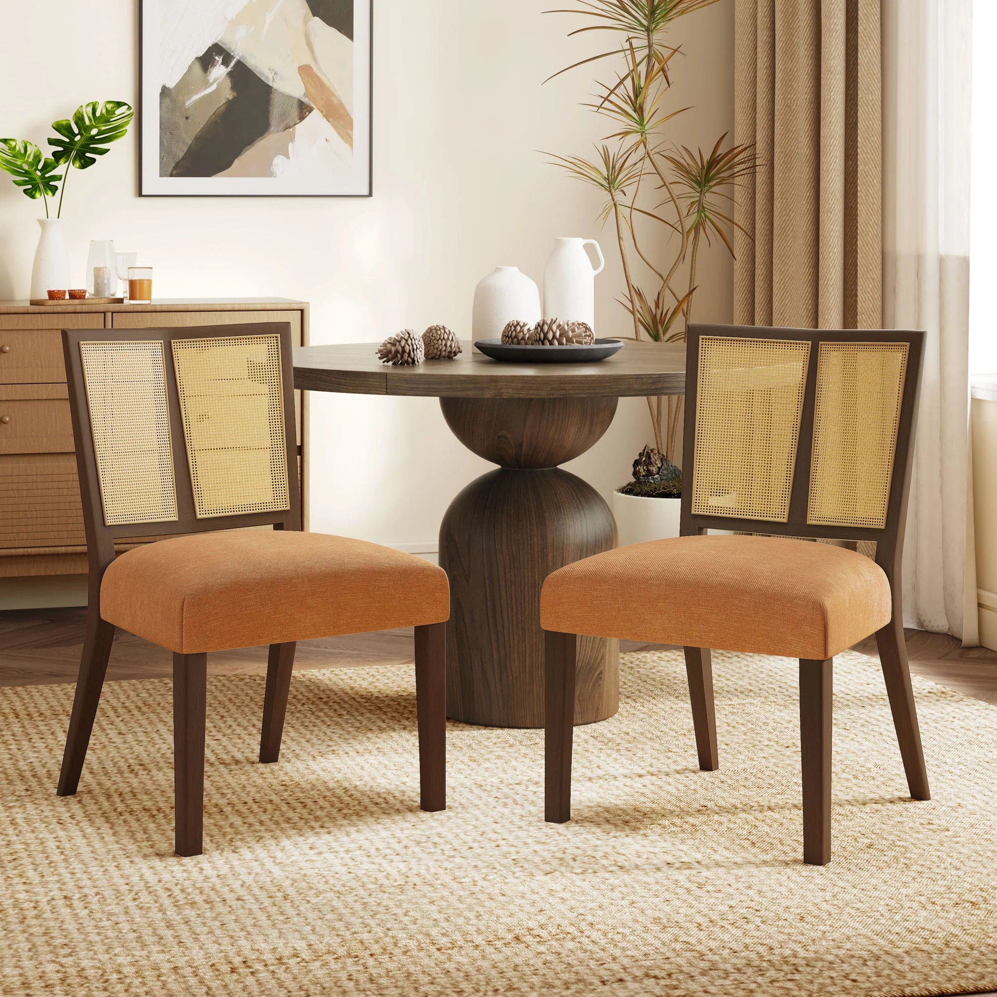 Mid Century Rattan Dining Chair Without Arms Set - Image 5
