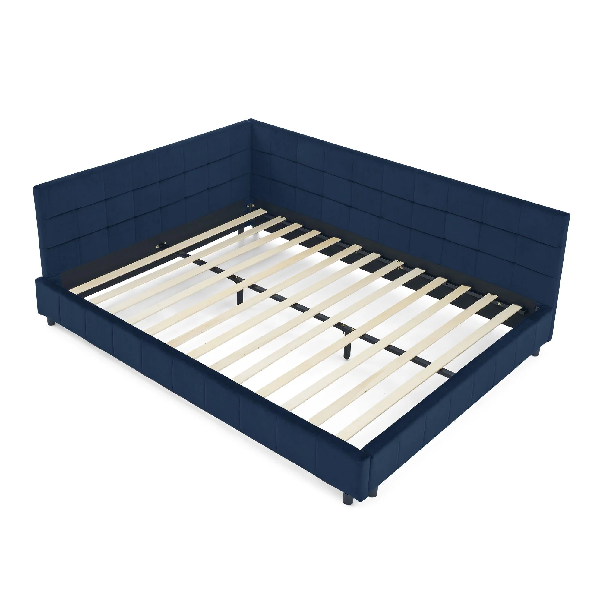 Mid-Century Storage Upholstered Tufted Bed Frame With Backrest And Armrests - Image 19