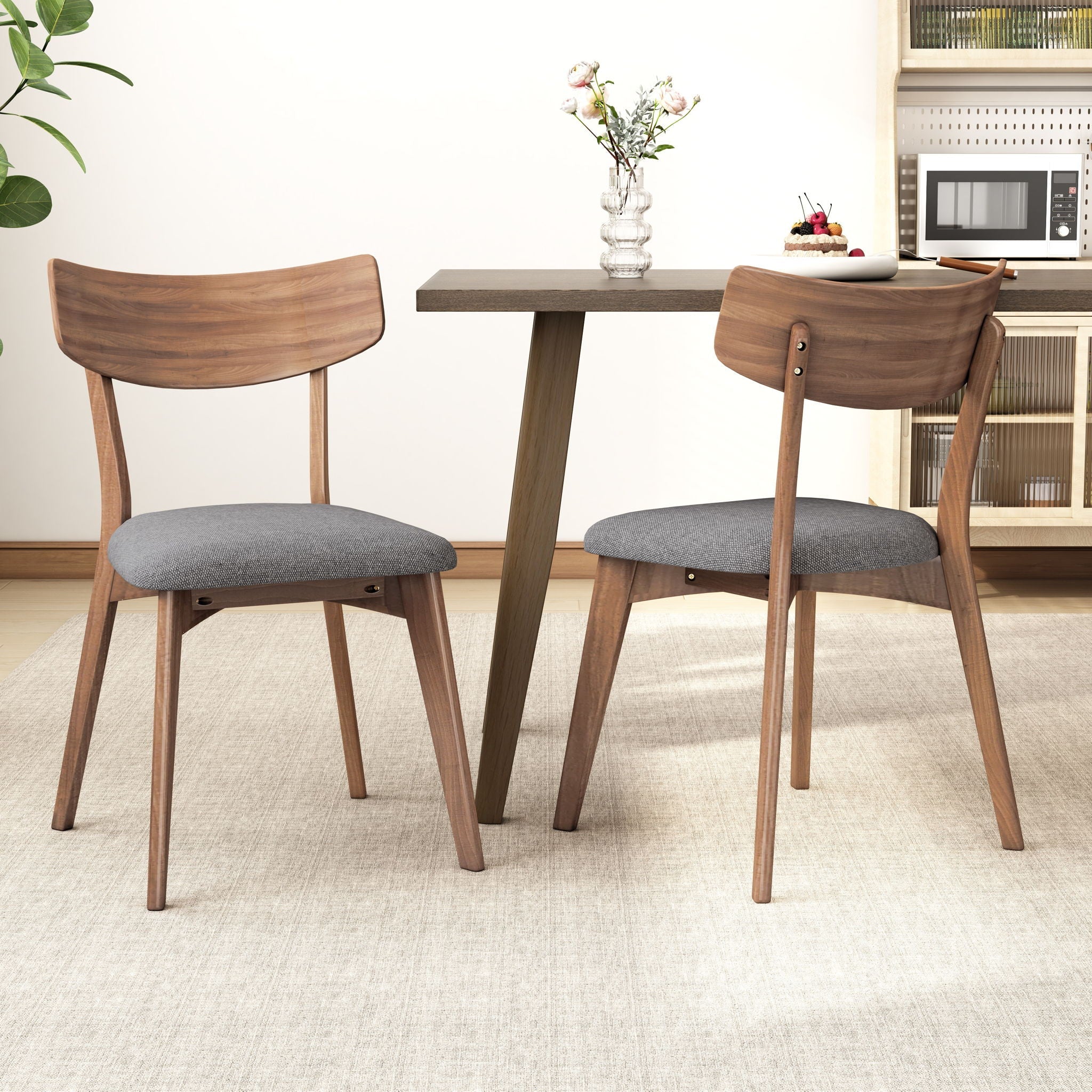 Mid Century Upholstered Dining Chairs (Set of 2) - Image 2