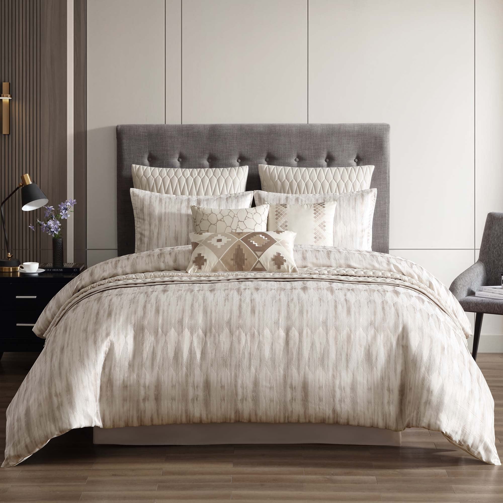 Milan 10 Pc Jacquard Comforter & Coverlet Ensemble - Image 7
