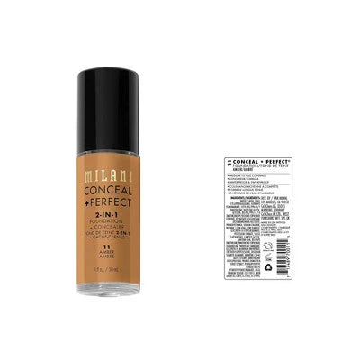 Milani Conceal + Perfect 2-in-1 Foundation + Concealer Amber 11  1 fl oz - Imperfect Container - Image 3