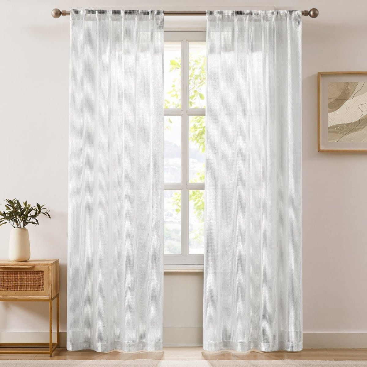 Milla Knitted Textured Sheer Window Curtain Panel Pair - Image 13