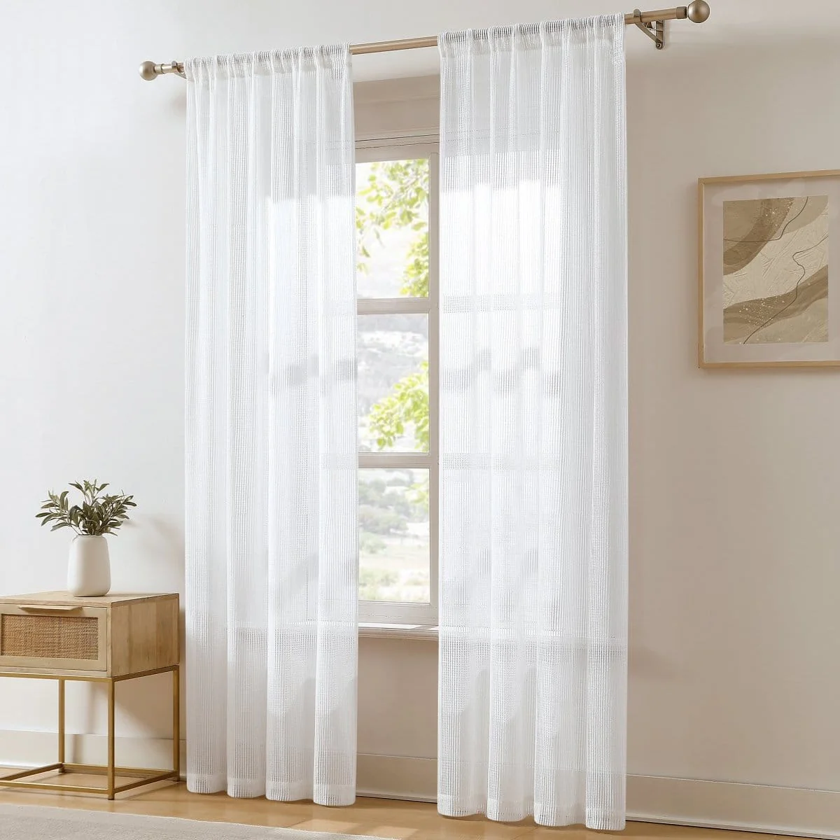 Milla Knitted Textured Sheer Window Curtain Panel Pair - Image 14