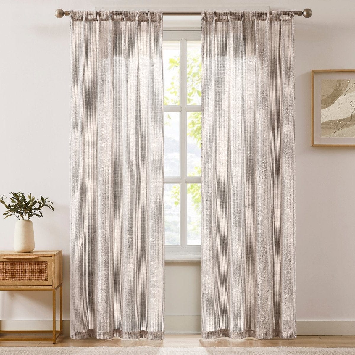 Milla Knitted Textured Sheer Window Curtain Panel Pair - Image 2
