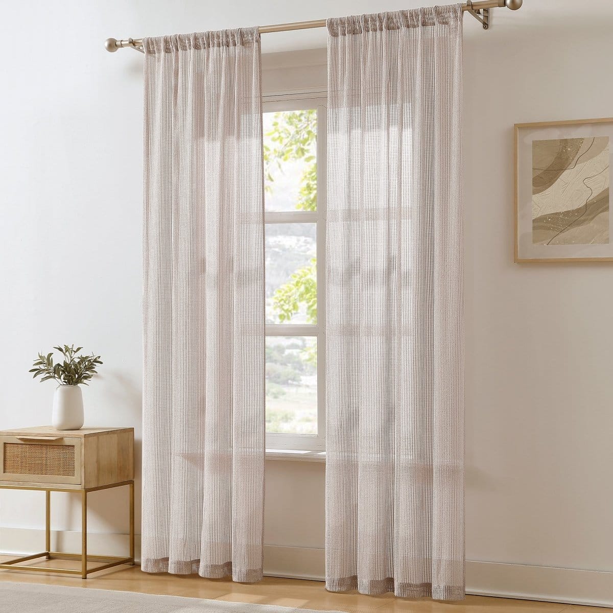 Milla Knitted Textured Sheer Window Curtain Panel Pair - Image 4