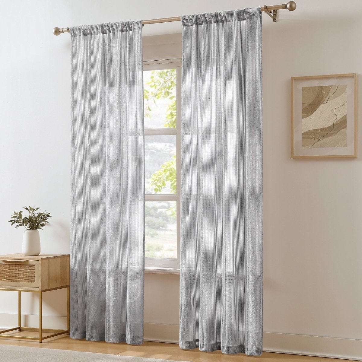 Milla Knitted Textured Sheer Window Curtain Panel Pair - Image 8