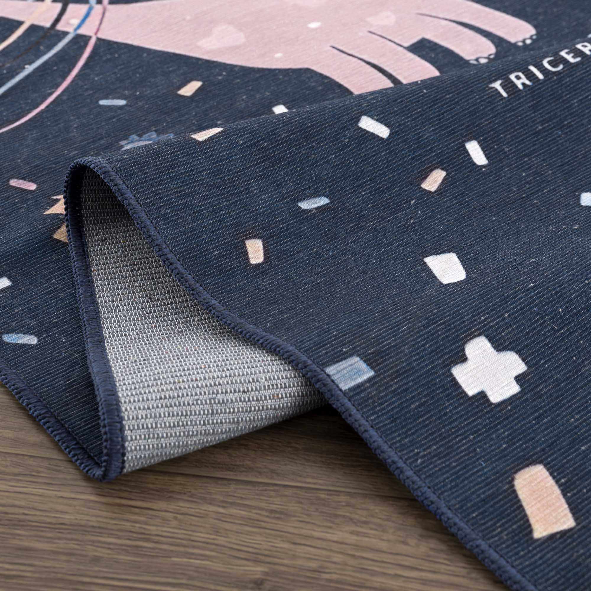 Milne Navy Dinosaur Washable Kids Rug - Clearance - Image 5