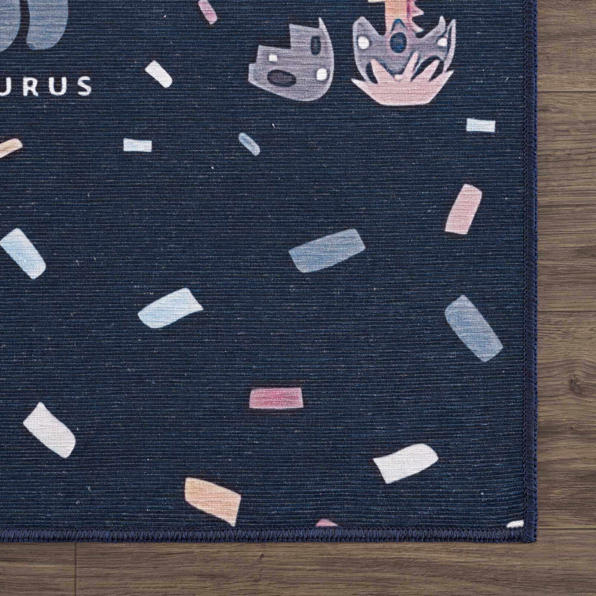Milne Navy Dinosaur Washable Kids Rug - Clearance - Image 6